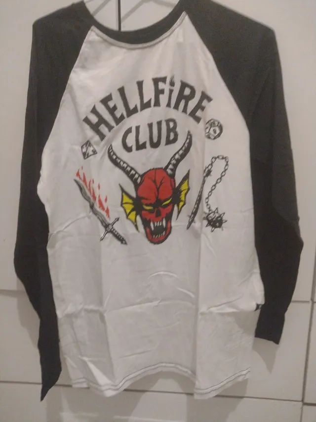 camiseta manga longa stranger things heel fire club