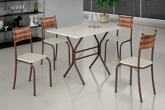 Mesa Atlanta 120x75 4 cadeiras **nova na caixa**