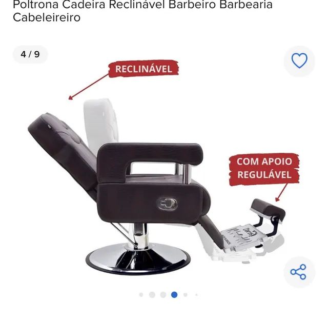 Poltrona Reclinavel Barbeiro Cabeleireiro Barbearia