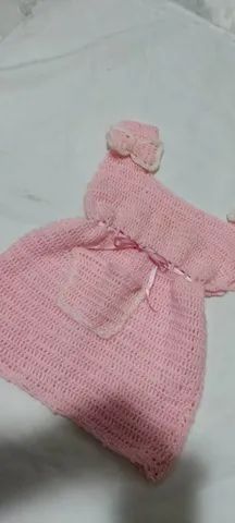 Vestido Infantil de Crochê Rosa 2 anos