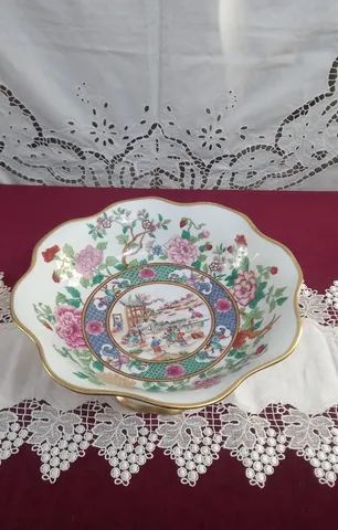 Antiga Fruteira de Porcelana com paisagem oriental - Foto 3