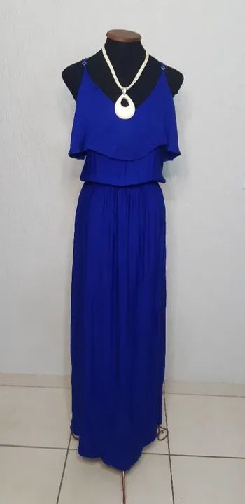 Vestido Longo Azul Royal viscose 