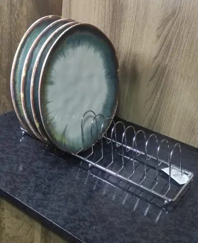 Escorredor e Organizador de Pratos 12 Lugares em Inox - Foto 2