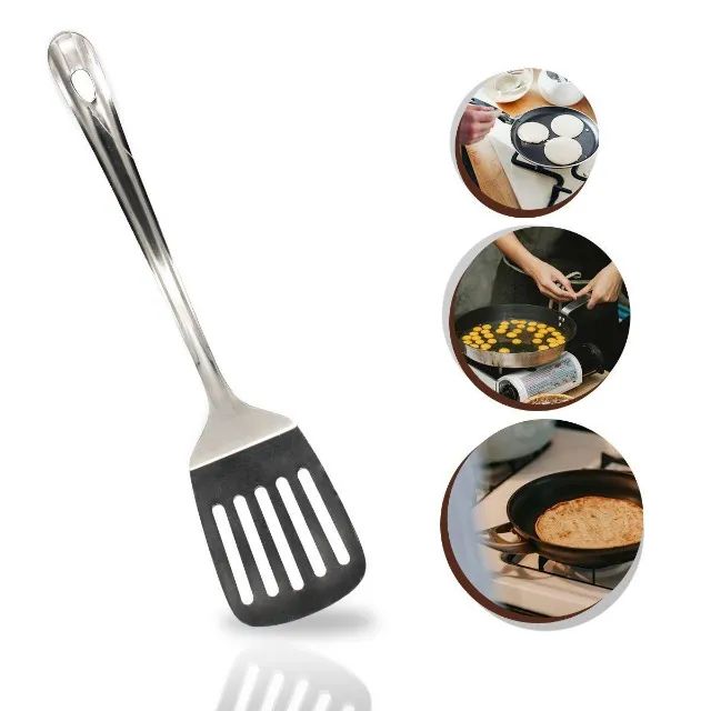 Colher Espátula Aço Inox Linha Classic Cozinha Omelete - 123útil - Foto 2