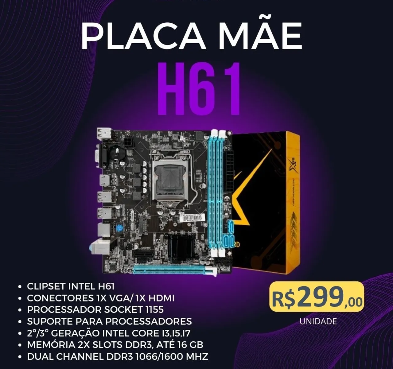 Placa mãe Intel 2ª e 3ª Geração novas
