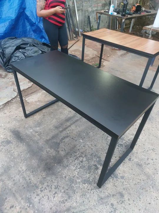 Mesa de Jantar Industrial com Tampo de Madeira - Foto 4