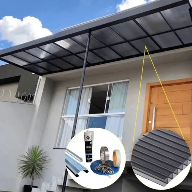 Placas de policarbonato verde ou fumê 6,00x2,10m de 4mm.