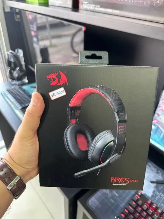 Headset Gamer Redragon Ares Preto e Vermelho P2 com Microfone - H120