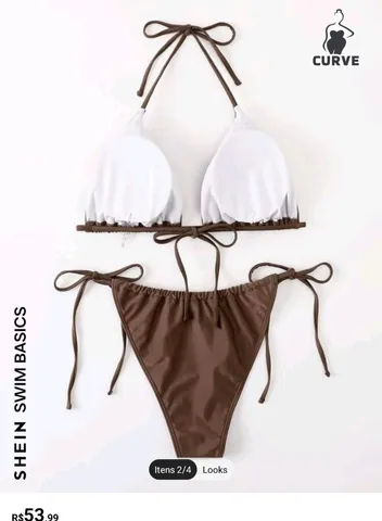 SHEIN SHEIN Swim Curve Corte Fora Simples elegante Conjunto de Biquíni Plus  Size