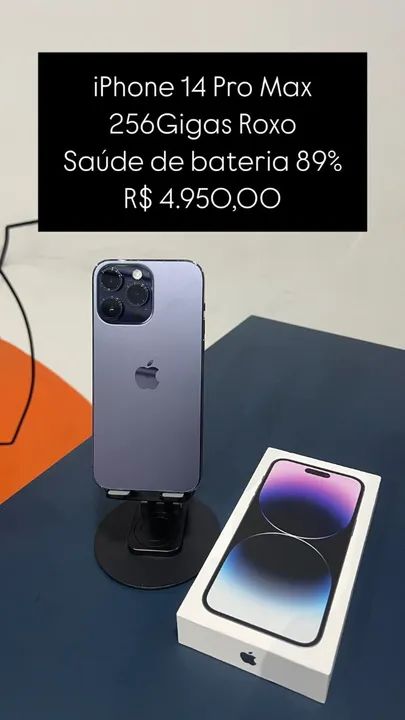 iPhone 14 Pro Max 256GB Grafite Saúde de bateria 89% R$ 4.950,00