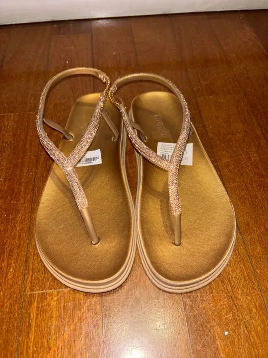 Sandálias Douradas com Strass - Prego n35 - Foto 2