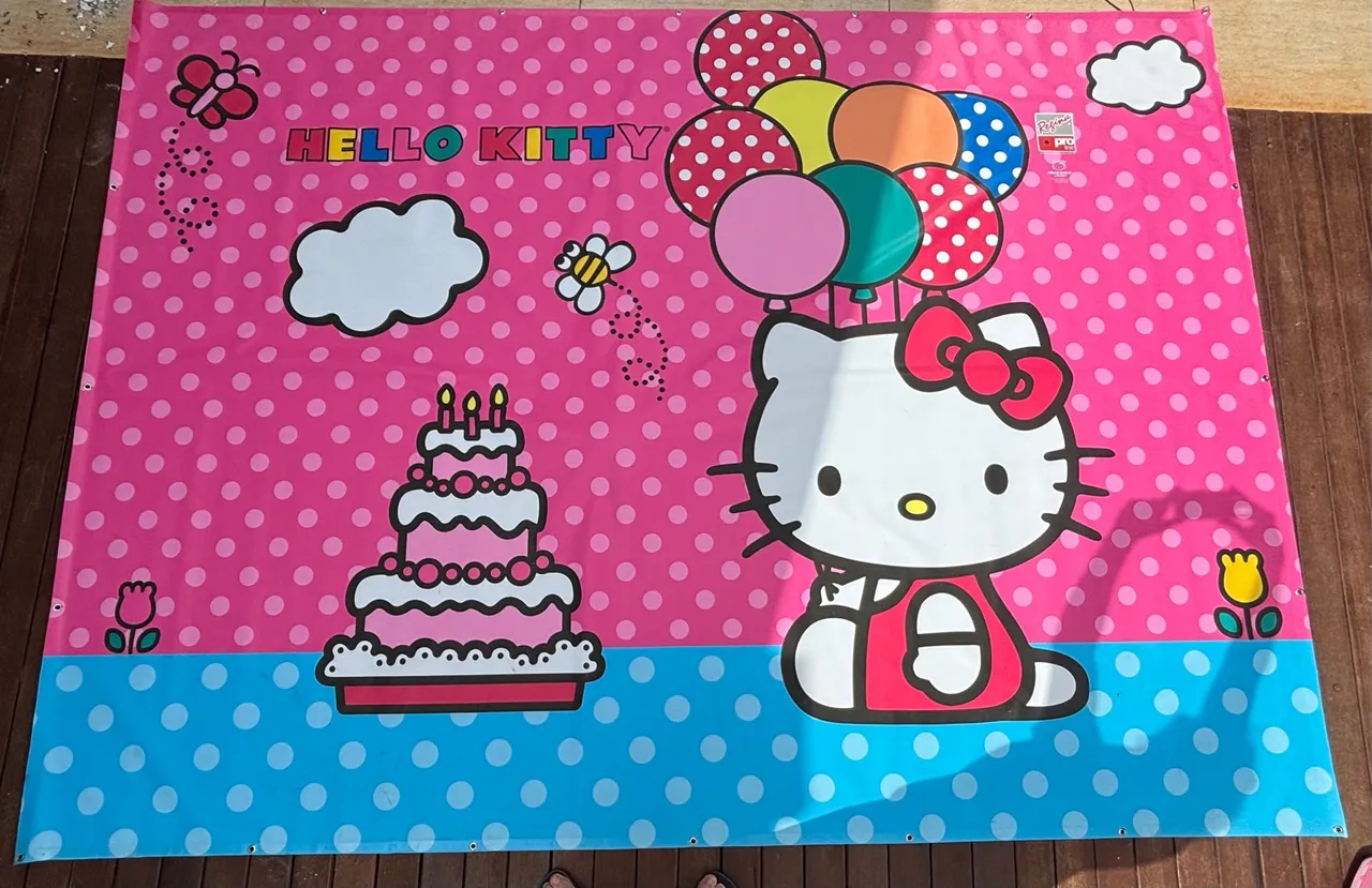 Painel de aniversário Hello Kitty 3,00m X 2,20m