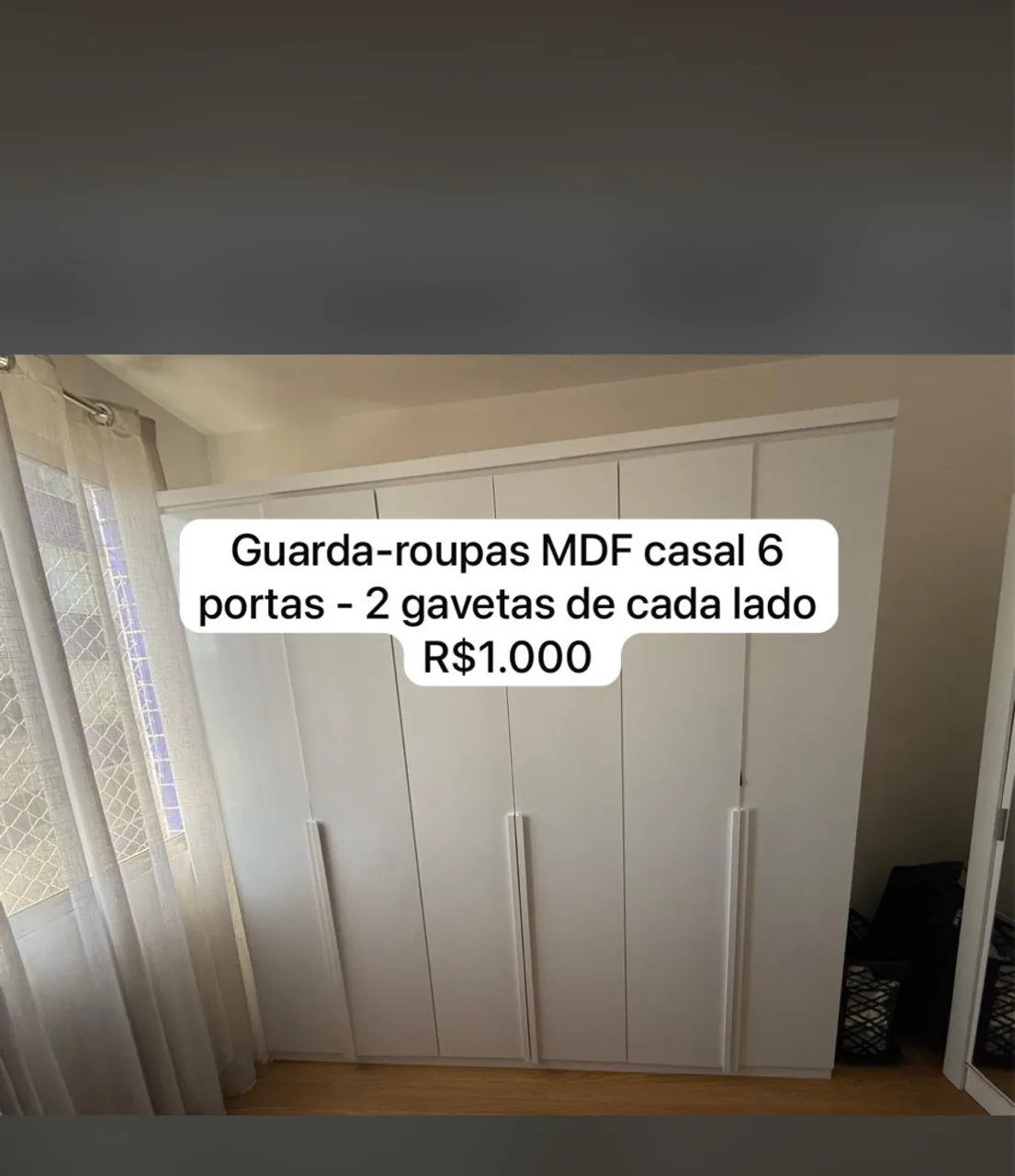 Guarda-roupas Casal MDF 6 Portas 2 Gavetas
