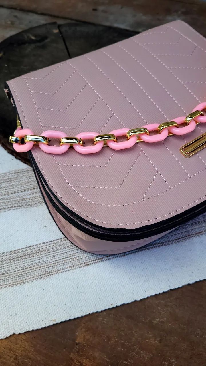 PROMOÇÃO Bolsa rosa com alça longa e alça de mão removível - Foto 3