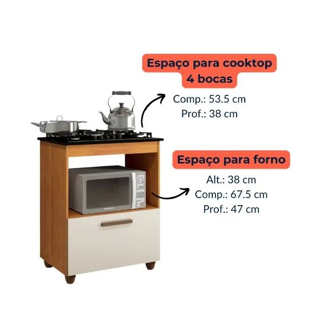 Armário para cooktop 4 bocas - cinamomo com off - Foto 2