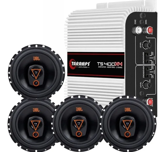 Kit 4 Alto Falantes Jbl 6trms80 80w + Módulo Taramps Ts400x4 Cor Preto