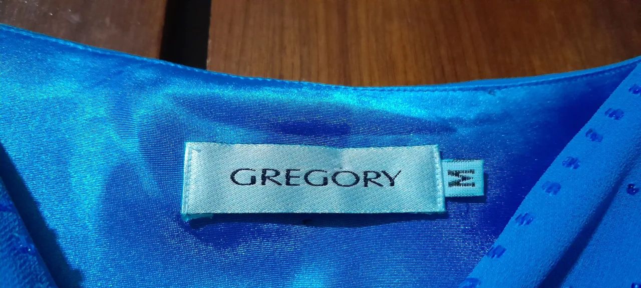 Vestido Crepe Azul Longo GREGORY TAM. M - Foto 5