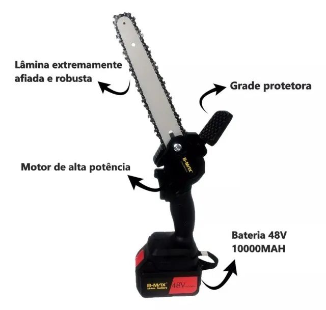 Moto Serra Elétrica Portátil 4 Polegadas Com 1 Bateria Cor Preto 110v/220v - Foto 5