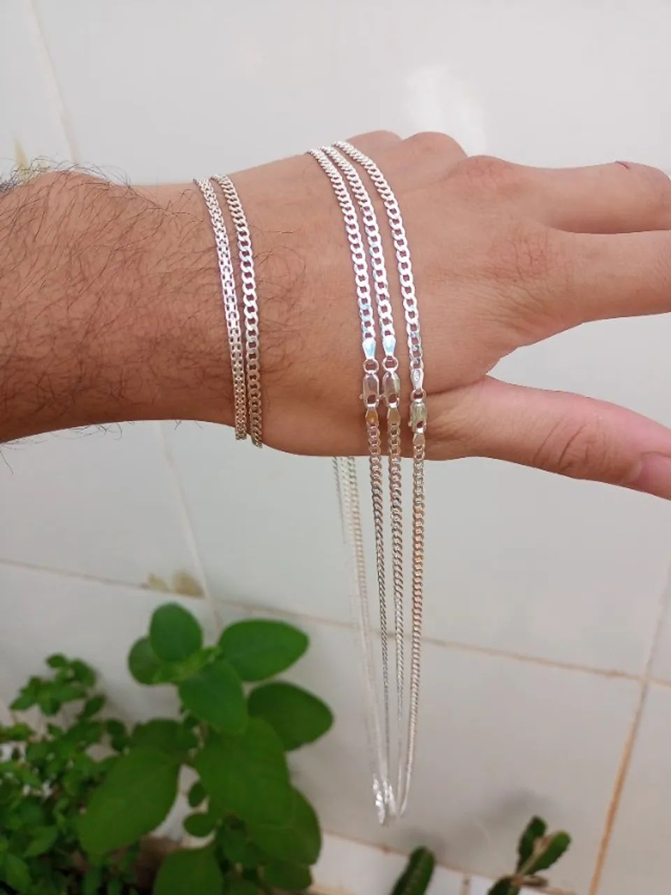 Prata 925 Corrente Escamada 3mm 70 cm 