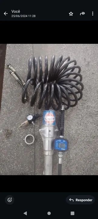 Kit propulsora pneumática para óleo com medidor e regulador e mangueira - Foto 4