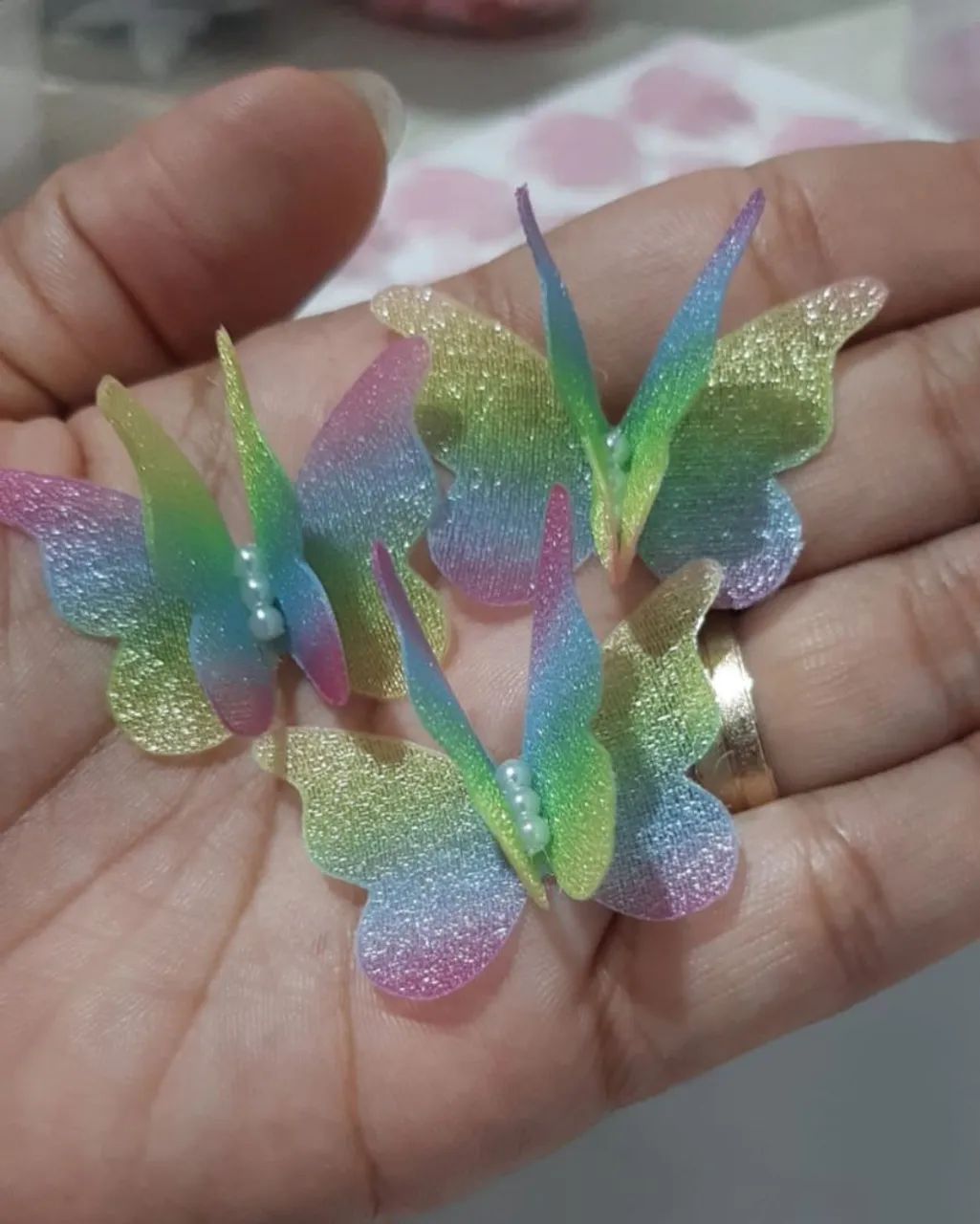 Dupla de Borboleta em Organza para Ornamentação  - Foto 3