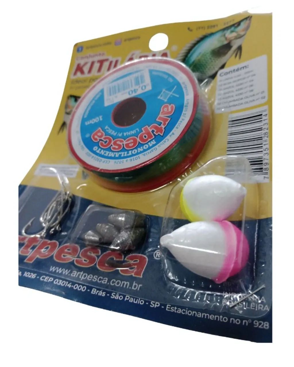 Kit Pesca Linha 0,40 Anzol Boia ArtPesca - Foto 2