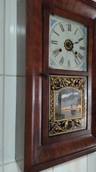 Relógio De Parede Antigo Americano New Haven - Foto 4