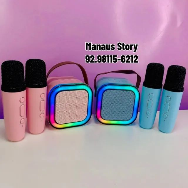 Caixinha De Som Com Microfone Bluetooth Karaoke - Foto 3