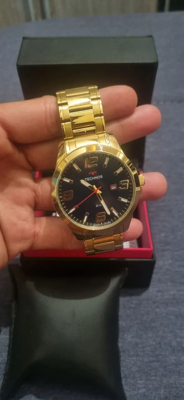 Relógio Technos Dourado Masculino - Original, com Caixa
