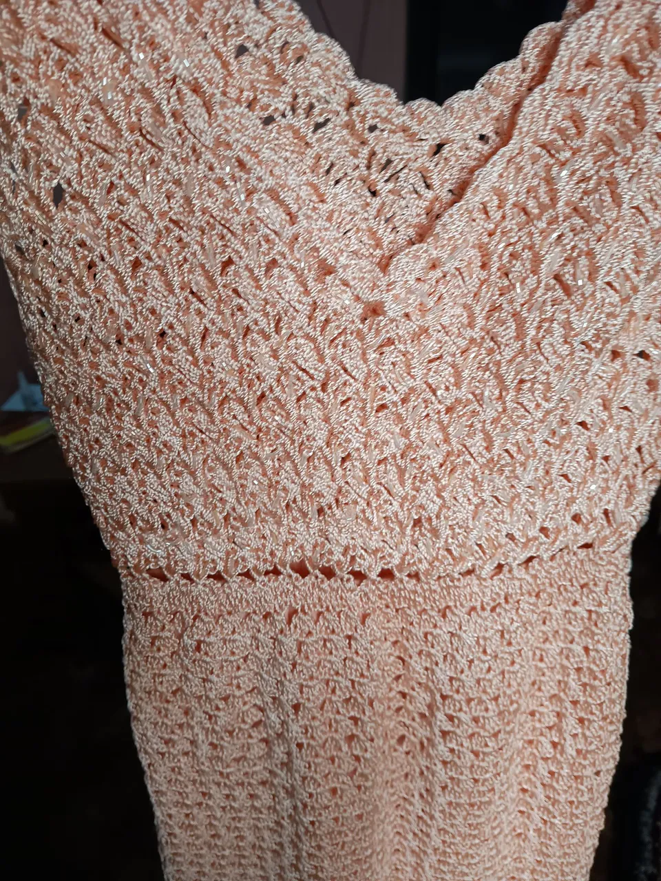 Vestido de crochê cor de rosa