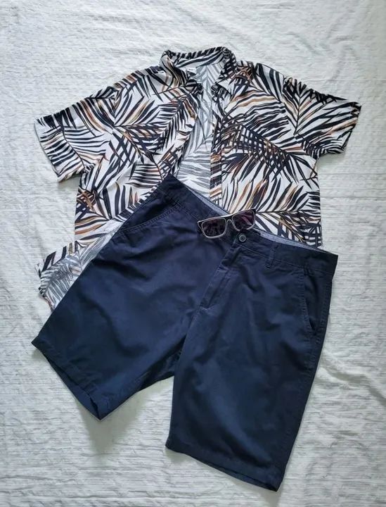camisa estampada folhas TAM GG - Foto 5