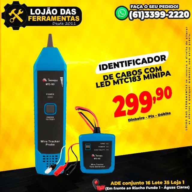 Identificador de Cabos Com Led Mtc183 Minipa