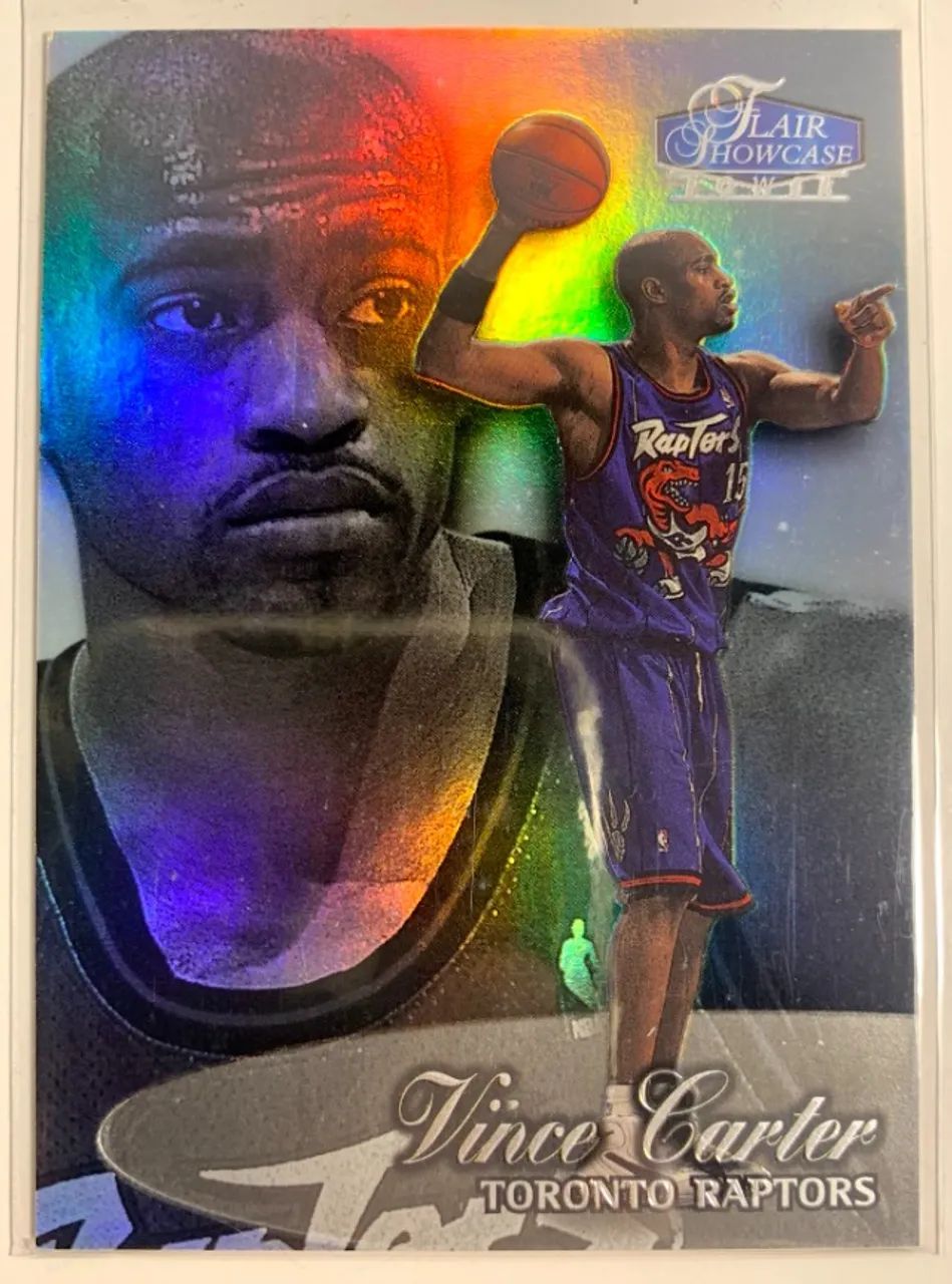 Vince Carter ROOKIE Holográfico Coleção Premium Card NBA 1998 Flair Hall da Fama Basquete 
