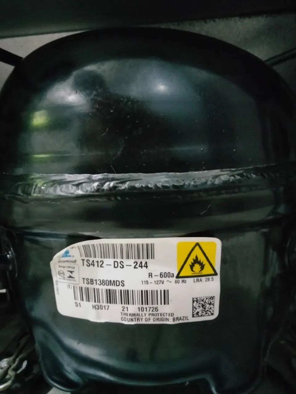 Compressor de Geladeira Ts412 110v ( Vendido no estado sem teste ) - Foto 3