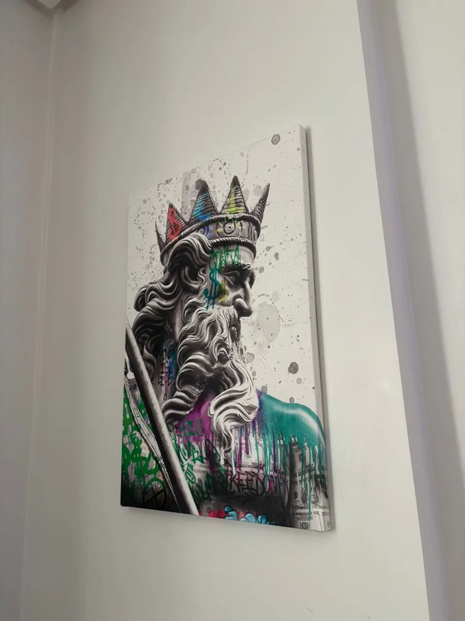 Quadro Decorativo Rei com Grafite - Arte Moderna