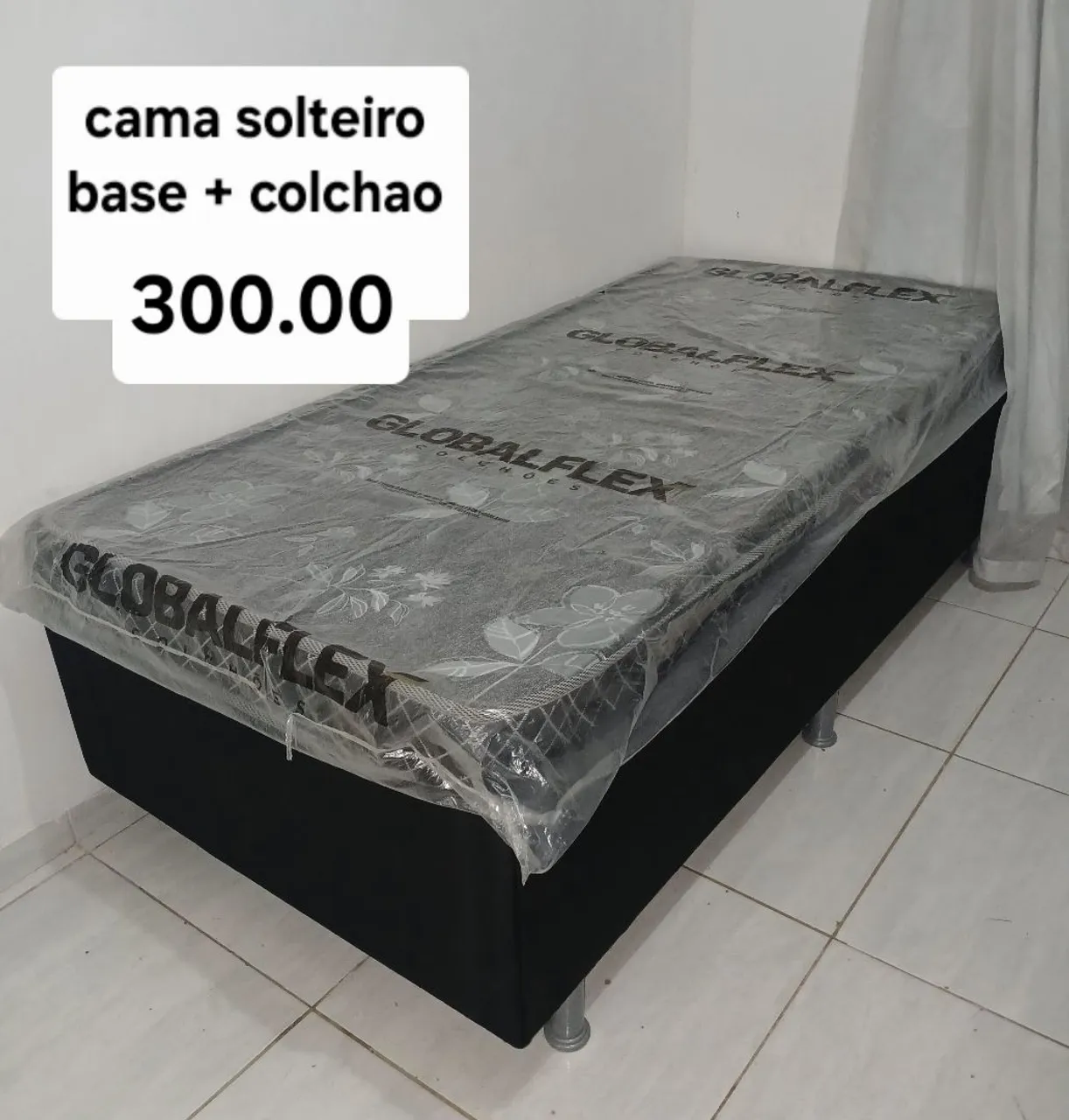 Cama solteiro base + colchão Globalflex