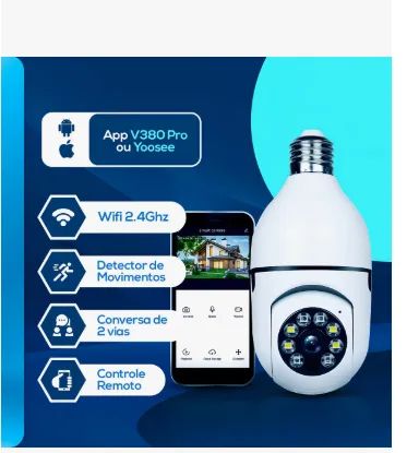 Camera lampada wi-fi ip com Noturna leds brancos lampada - Foto 3