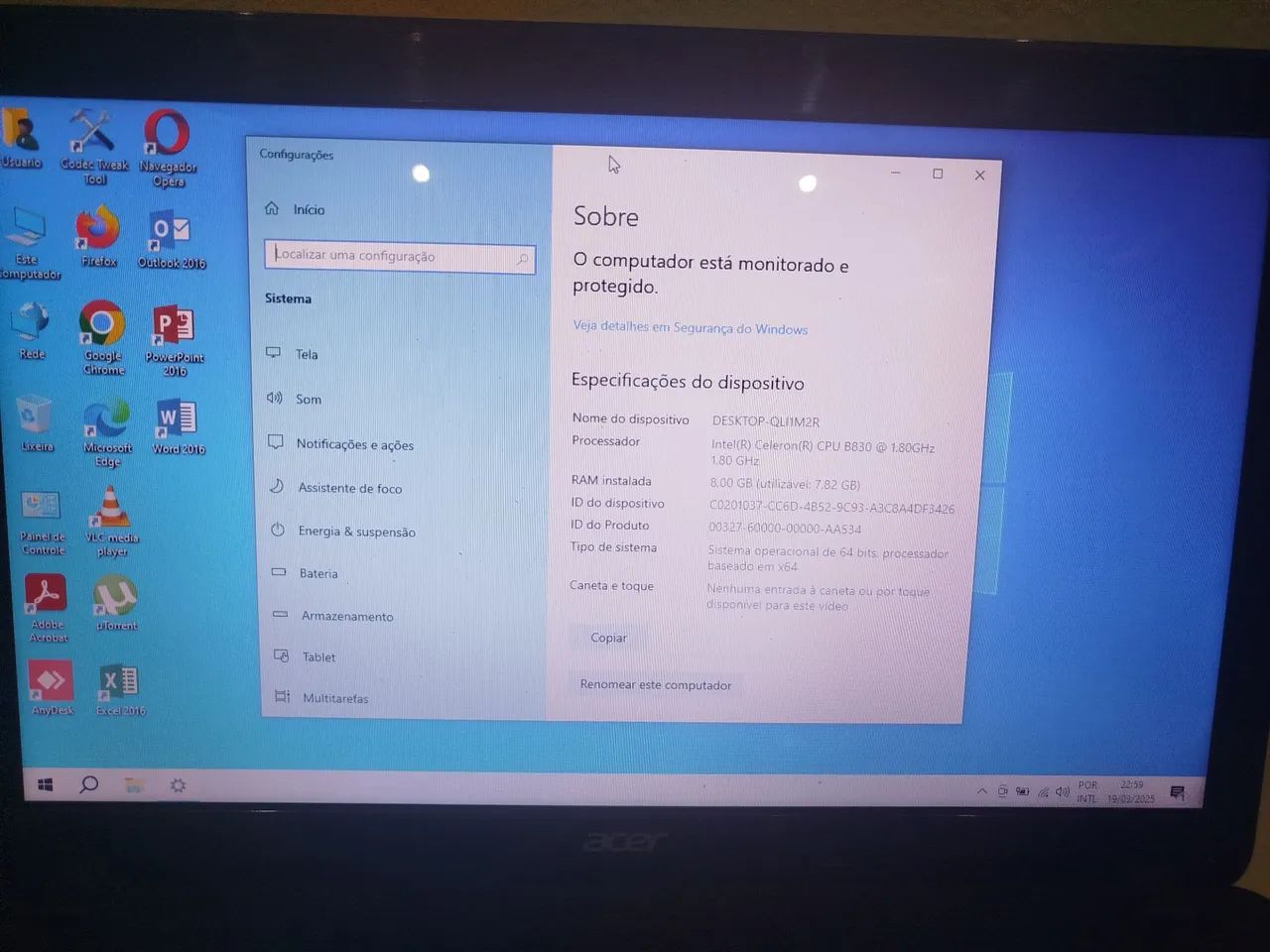 Notebook Acer c/ 8Gb e SSD Kingston - Foto 2