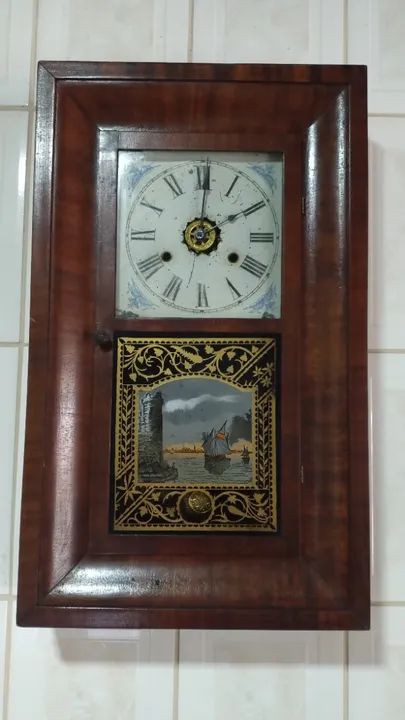 Relógio De Parede Antigo Americano New Haven