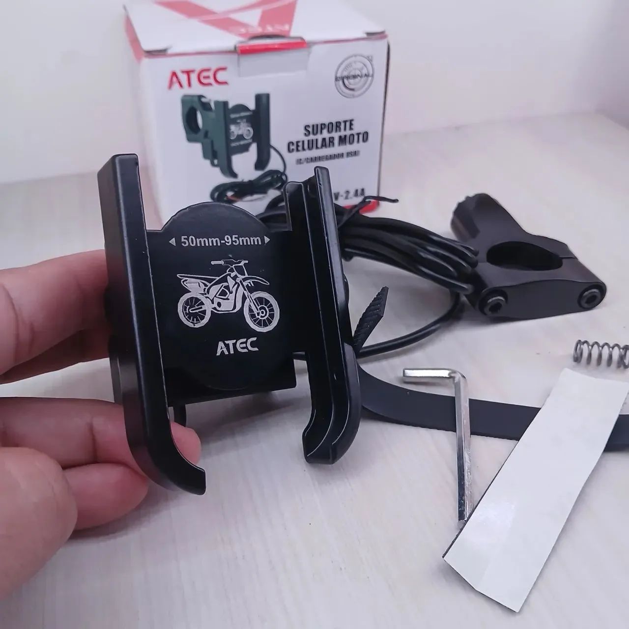 Suporte de Celular Para Moto Com Carregador USB 