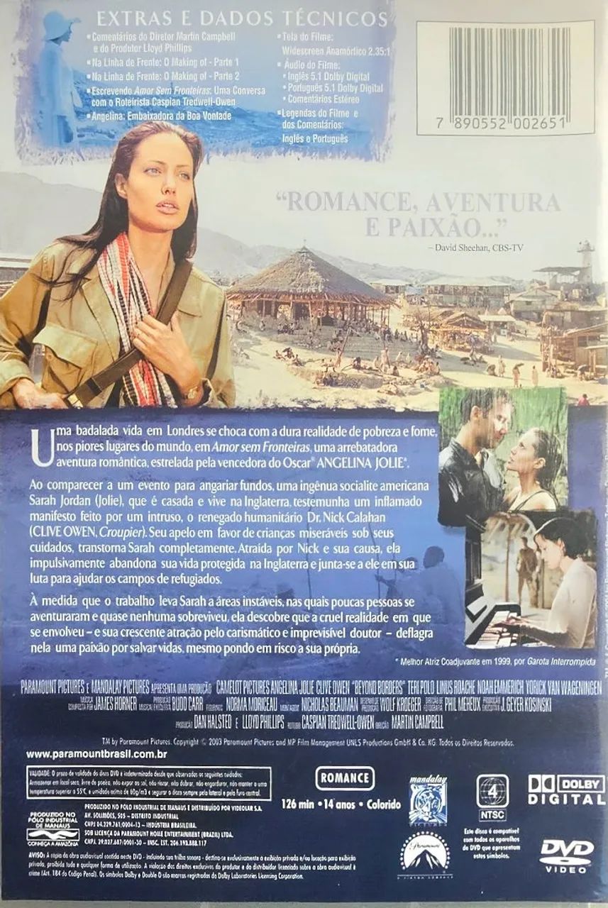 Filme DVD Amor sem Fronteiras com Angelina Jolie e Clive Owen. Um