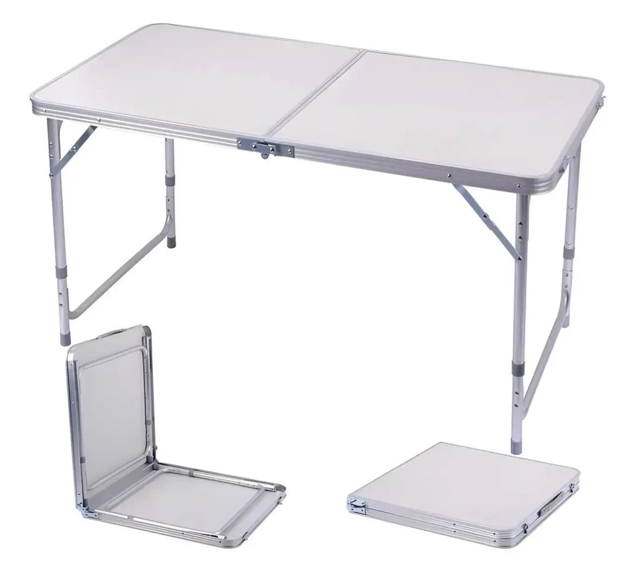Mesa dobrável vira maleta 120cm x 60cm retangular branca 