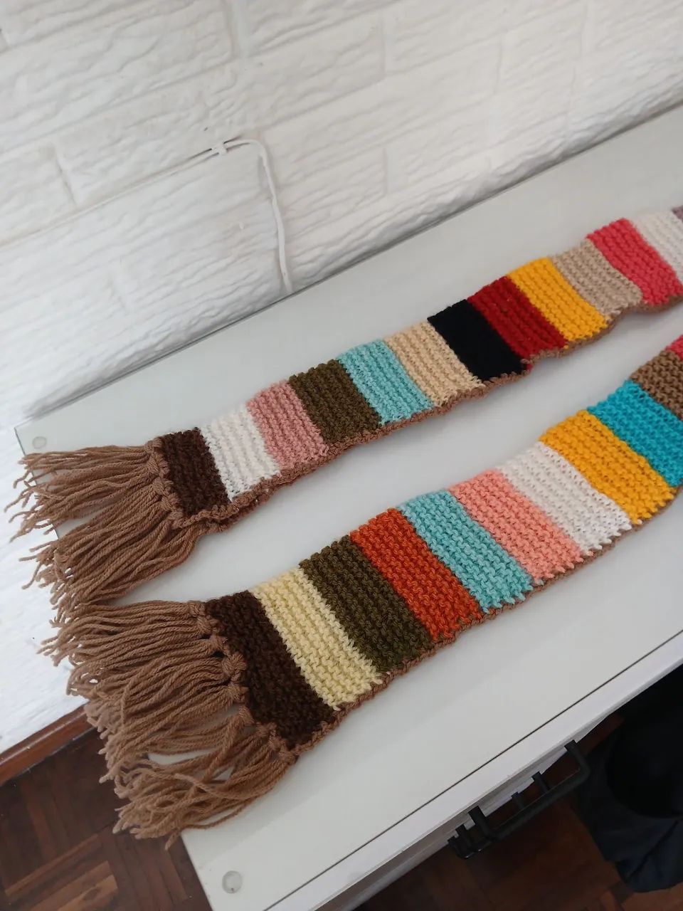 Cachecol tricot artesanal listrado  - Foto 4