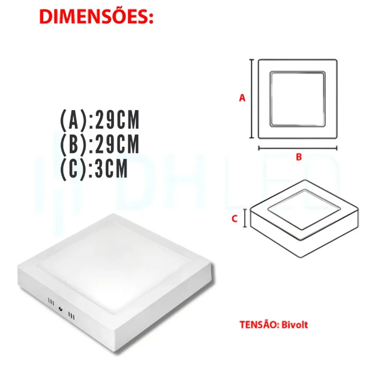 Painel lâmpada led 24W sobrepor bivolt luz branca Avant - Foto 4