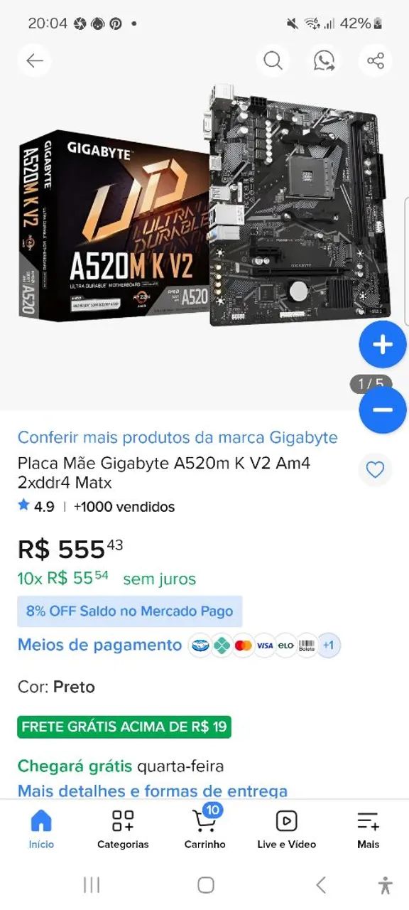 Placa Mãe a520m k v2 **(NOVA)**