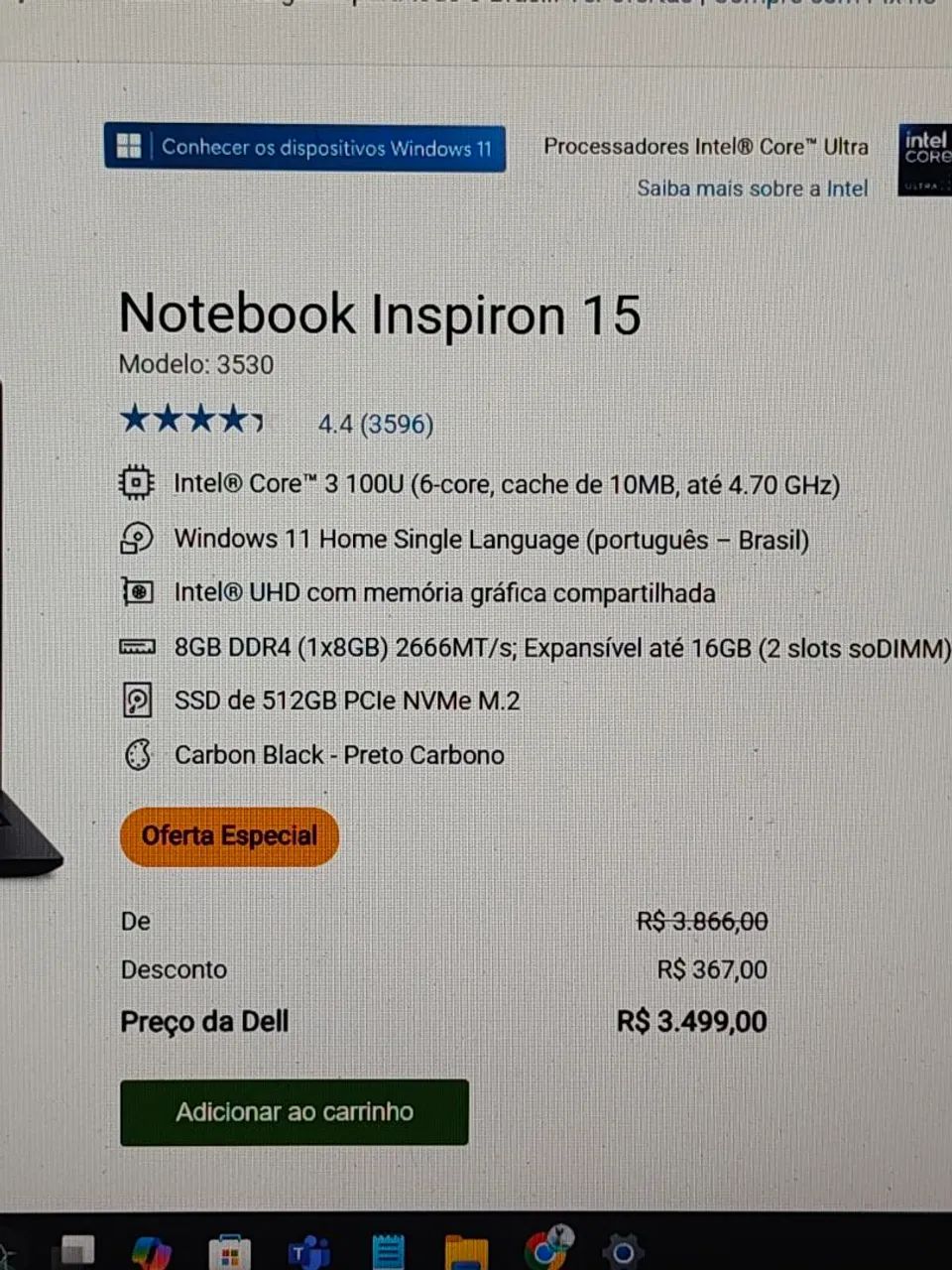 Notebook Dell i5 256GB / 8RAM - Inspiron 15 3520 - Foto 3
