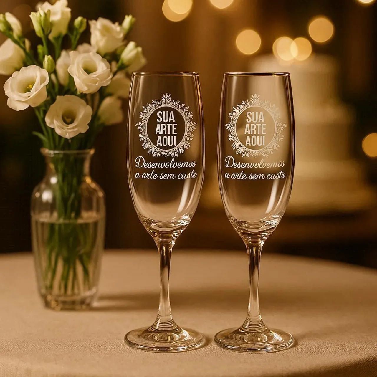 Gravação a laser em taças de cristal/vidro. Evento elegante. - Foto 4