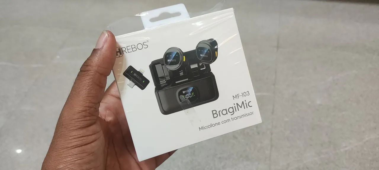 microfone de lapela Hrebos lightning e tipo c - Foto 3