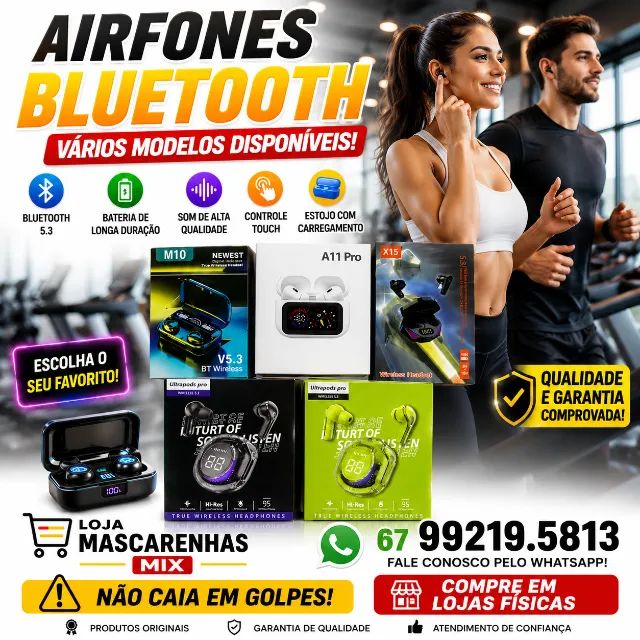 Fones de Ouvido Airfones Bluetooth TWS Vários Modelos Cod: