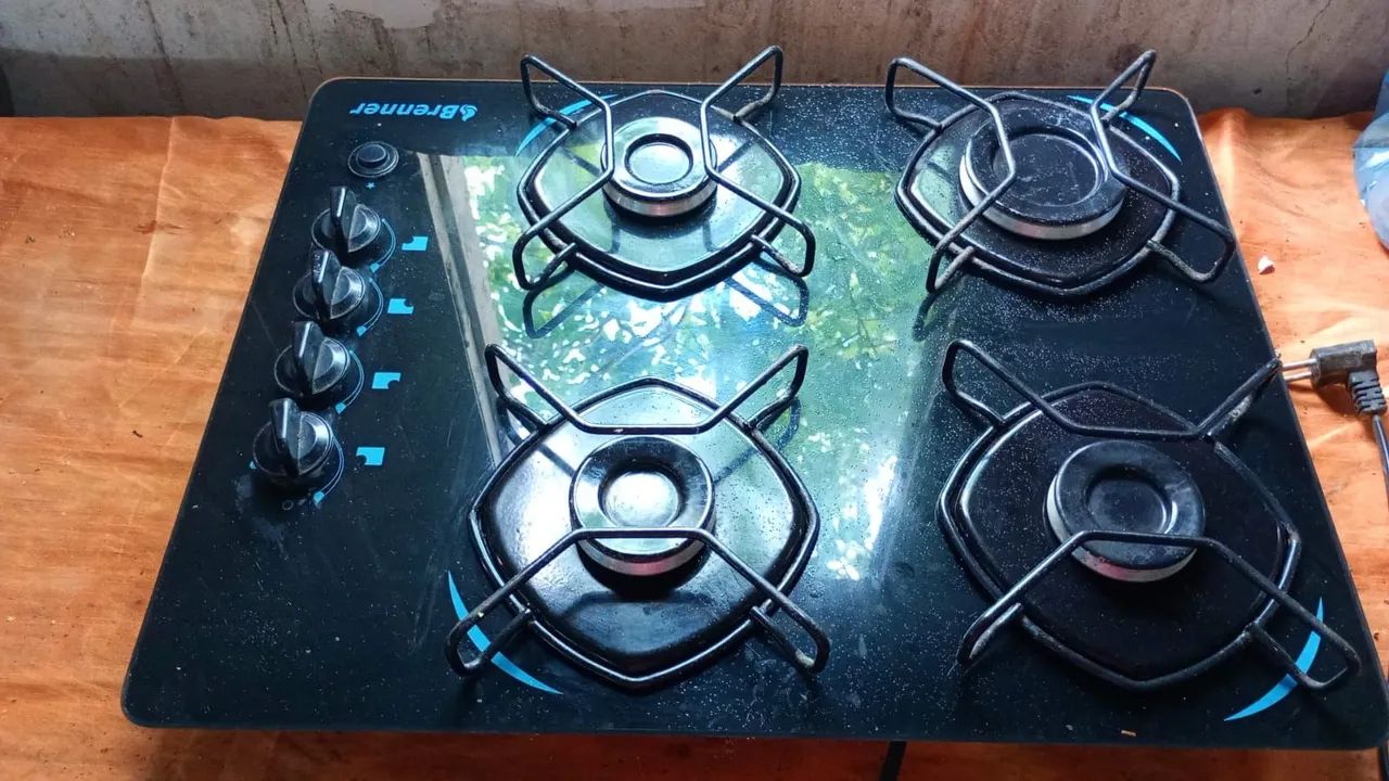 Fogão Cooktop 4 Bocas - Vidro Preto - Ótimo Estado! 